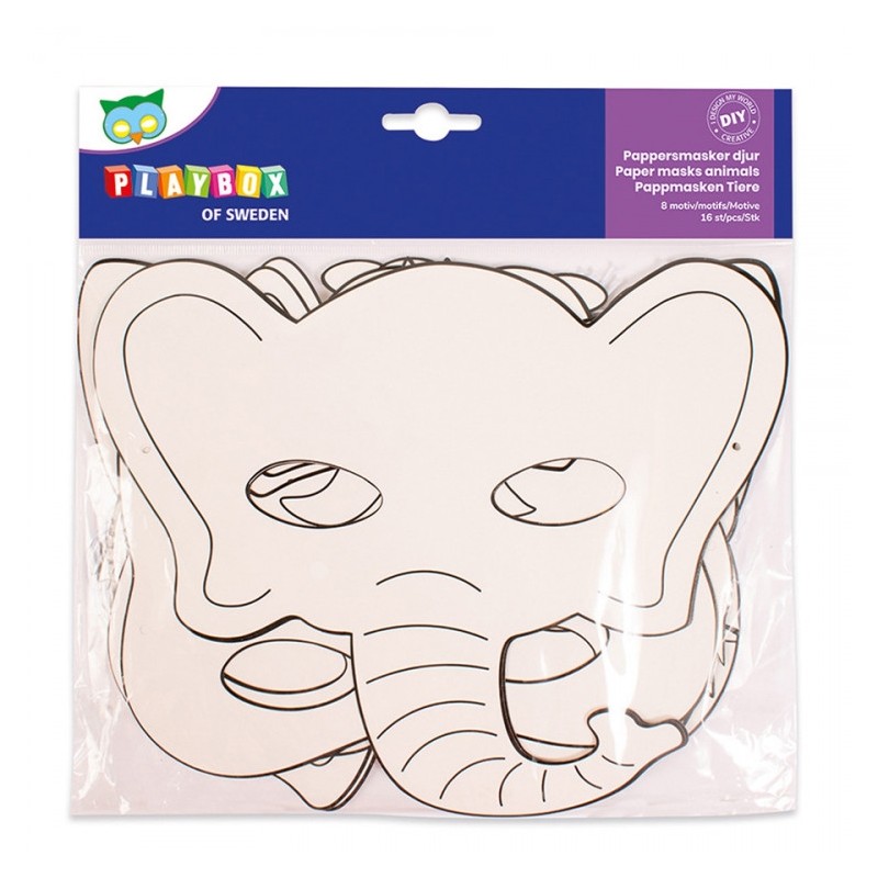 Blanco maskers dieren (set van 16)