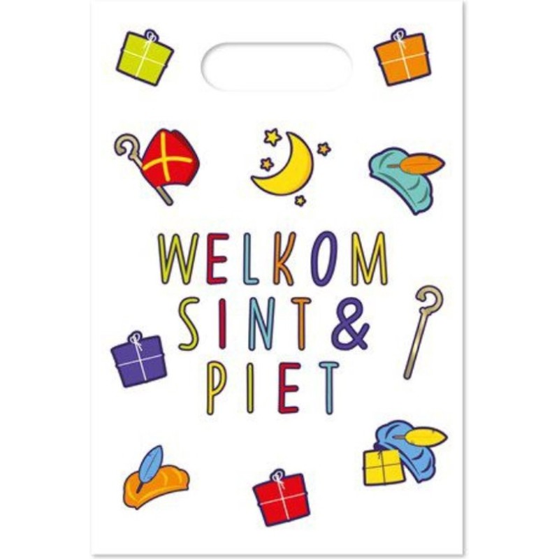 Uitdeelzakjes "welkom Sint en Piet"